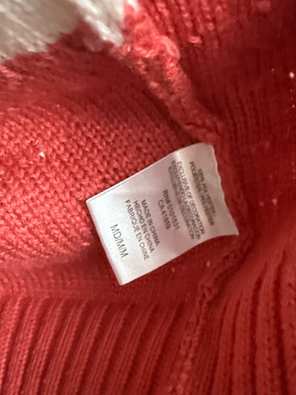 Red & White Loop-knit Cropped M Cardigan Sweater red bows holiday candy cane - Picture 6 of 7